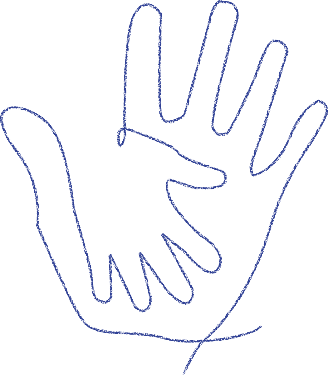 illustration of a child’s hand touching a mother’s hand