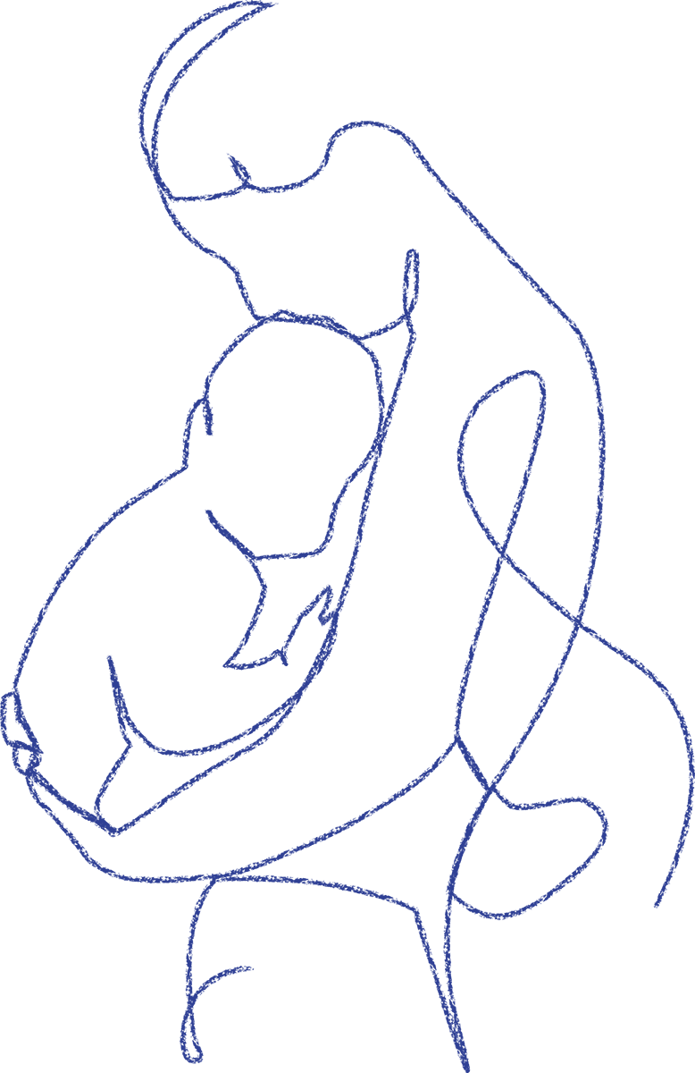 Illustration of a mother carrying her child