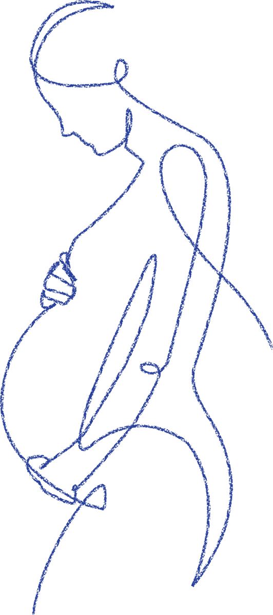 Illustrazione di una donna in gravidanza che aspetta un bambino affetto da XLHED